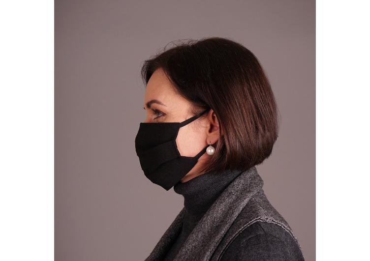 Mund- und Gesichtsmaske aus 100% Leinen schwarz, wiederverwendbar - 0