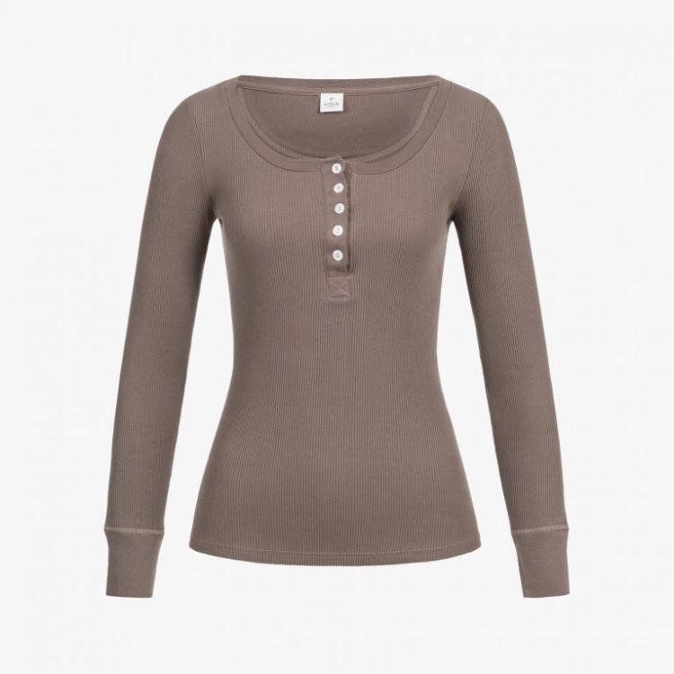 erlich textil - agathe I henley shirt I mokka Gr. 40