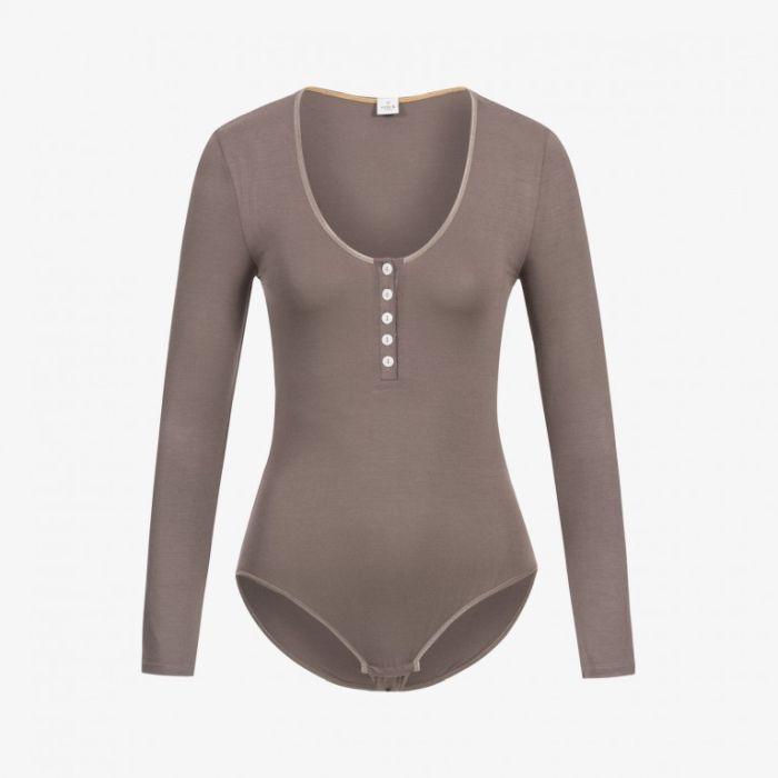 erlich textil - thea I langarmbody I mokka Gr. 40